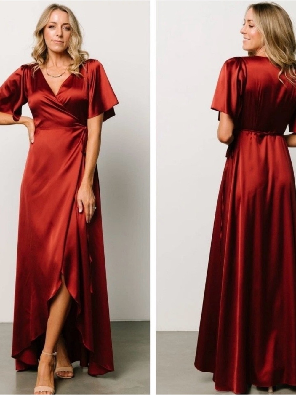 Baltic Born XL NWT Vara Satin Wrap Maxi Dress in Terracotta